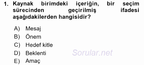 Halkla İlişkiler Ve İletişim 2017 - 2018 Ara Sınavı 1.Soru