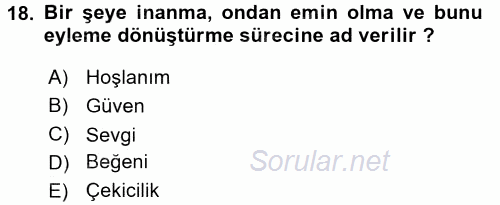 Halkla İlişkiler Ve İletişim 2017 - 2018 Ara Sınavı 18.Soru