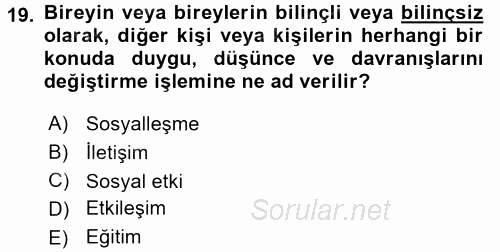 Halkla İlişkiler Ve İletişim 2017 - 2018 Ara Sınavı 19.Soru
