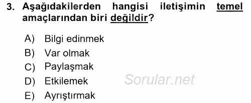 Halkla İlişkiler Ve İletişim 2017 - 2018 Ara Sınavı 3.Soru