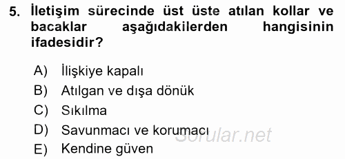 Halkla İlişkiler Ve İletişim 2017 - 2018 Ara Sınavı 5.Soru