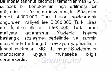 İnşaat ve Gayrimenkul Muhasebesi 2012 - 2013 Dönem Sonu Sınavı 3.Soru