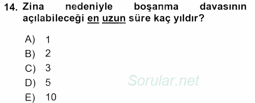 Medeni Hukuk 1 2016 - 2017 Dönem Sonu Sınavı 14.Soru