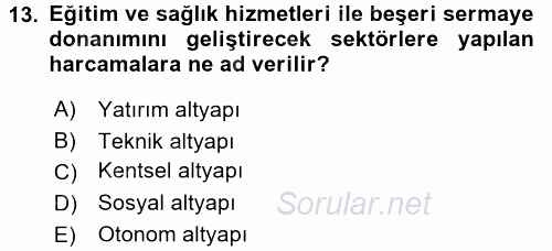 Maliye Politikası 2 2015 - 2016 Tek Ders Sınavı 13.Soru