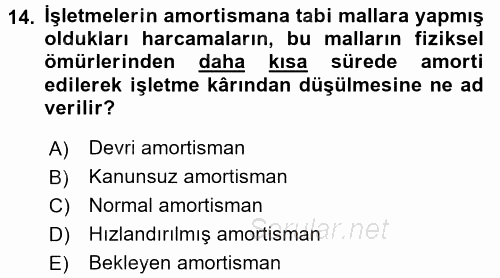 Maliye Politikası 2 2015 - 2016 Tek Ders Sınavı 14.Soru