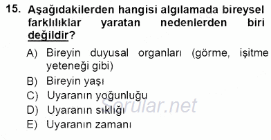 Tüketici Davranışları 2012 - 2013 Ara Sınavı 15.Soru