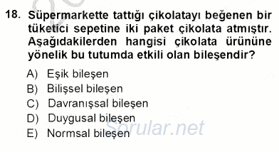 Tüketici Davranışları 2012 - 2013 Ara Sınavı 18.Soru