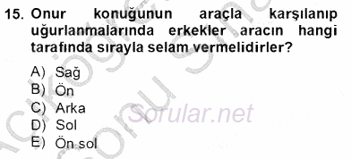 İş Ortamında Protokol Ve Davranış Kuralları 2012 - 2013 Dönem Sonu Sınavı 15.Soru