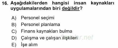 Stratejik Yönetim 1 2016 - 2017 3 Ders Sınavı 16.Soru