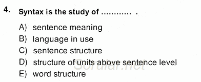 Türkçe Tümce Bilgisi Ve Anlambilim 2013 - 2014 Ara Sınavı 4.Soru