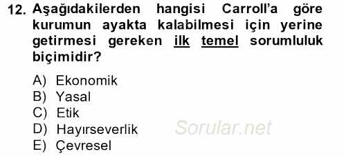 Halkla İlişkiler Uygulamaları ve Örnek Olaylar 2014 - 2015 Dönem Sonu Sınavı 12.Soru