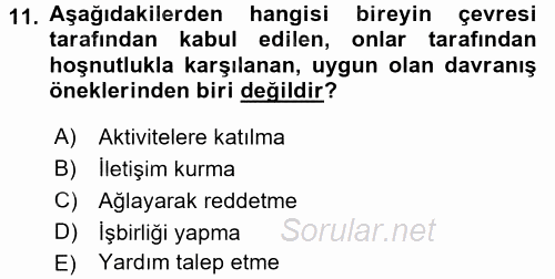 Bakım Elemanı Yetiştirme Ve Geliştirme 2 2015 - 2016 Ara Sınavı 11.Soru