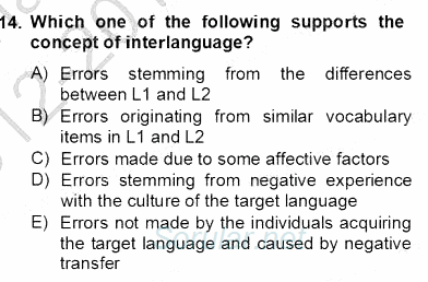 Dilbilim 2 2012 - 2013 Dönem Sonu Sınavı 14.Soru