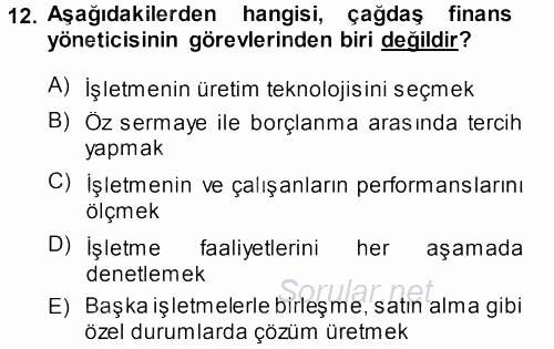 Perakende Yönetimi 2013 - 2014 Dönem Sonu Sınavı 12.Soru