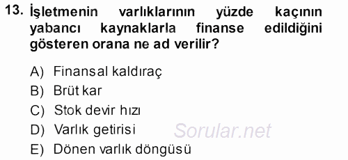 Perakende Yönetimi 2013 - 2014 Dönem Sonu Sınavı 13.Soru