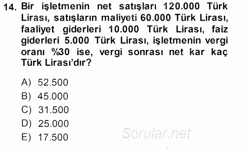 Perakende Yönetimi 2013 - 2014 Dönem Sonu Sınavı 14.Soru