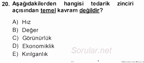 Perakende Yönetimi 2013 - 2014 Dönem Sonu Sınavı 20.Soru