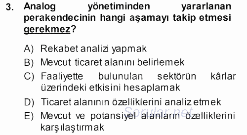 Perakende Yönetimi 2013 - 2014 Dönem Sonu Sınavı 3.Soru