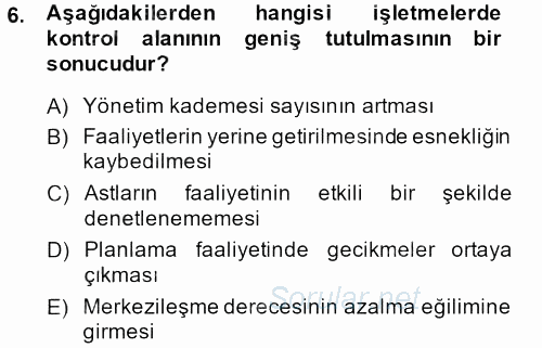 Perakende Yönetimi 2013 - 2014 Dönem Sonu Sınavı 6.Soru