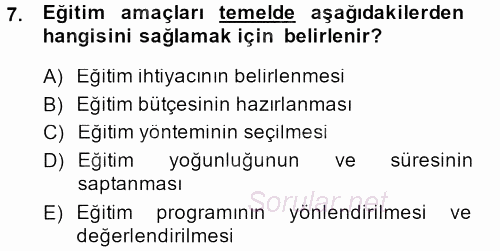 Perakende Yönetimi 2013 - 2014 Dönem Sonu Sınavı 7.Soru