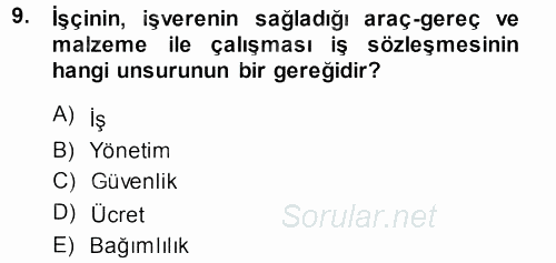 Perakende Yönetimi 2013 - 2014 Dönem Sonu Sınavı 9.Soru