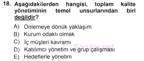 Perakendecilikte Müşteri İlişkileri Yönetimi 2012 - 2013 Dönem Sonu Sınavı 18.Soru