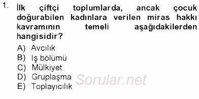 Toplumsal Yaşamda Aile 2012 - 2013 Ara Sınavı 1.Soru