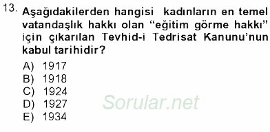 Toplumsal Yaşamda Aile 2012 - 2013 Ara Sınavı 13.Soru