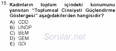Toplumsal Yaşamda Aile 2012 - 2013 Ara Sınavı 15.Soru