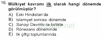 Toplumsal Yaşamda Aile 2012 - 2013 Ara Sınavı 16.Soru