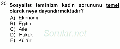 Toplumsal Yaşamda Aile 2012 - 2013 Ara Sınavı 20.Soru