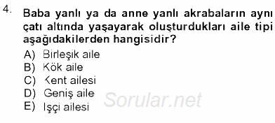 Toplumsal Yaşamda Aile 2012 - 2013 Ara Sınavı 4.Soru