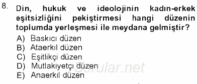 Toplumsal Yaşamda Aile 2012 - 2013 Ara Sınavı 8.Soru
