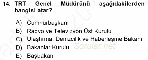 Medya Hukuku 2015 - 2016 Ara Sınavı 14.Soru