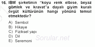 Organizasyonlarda Davranış 2012 - 2013 Dönem Sonu Sınavı 16.Soru