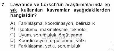 Organizasyonlarda Davranış 2012 - 2013 Dönem Sonu Sınavı 7.Soru