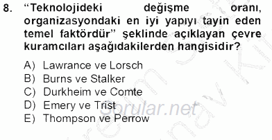 Organizasyonlarda Davranış 2012 - 2013 Dönem Sonu Sınavı 8.Soru