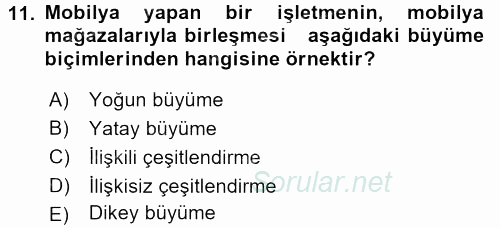 İşletme İlkeleri 2015 - 2016 Dönem Sonu Sınavı 11.Soru