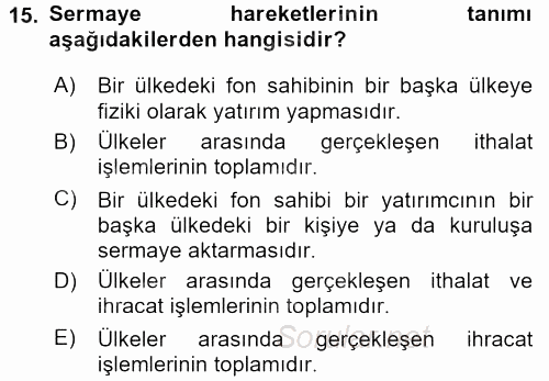 İşletme İlkeleri 2015 - 2016 Dönem Sonu Sınavı 15.Soru