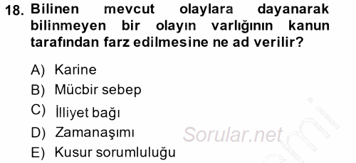 İş Sağlığı ve Güvenliği 2014 - 2015 Ara Sınavı 18.Soru