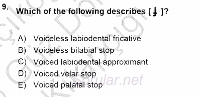 Türkçe Ses Ve Biçim Bilgisi 2015 - 2016 Ara Sınavı 9.Soru