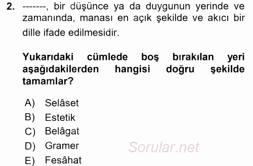 Eski Türk Edebiyatına Giriş: Biçim ve Ölçü 2017 - 2018 Ara Sınavı 2.Soru