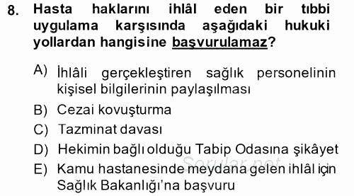 Sağlık Hukuku 2014 - 2015 Ara Sınavı 8.Soru