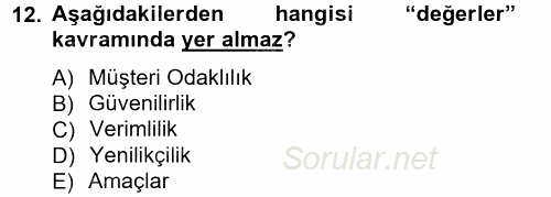 Stratejik Yönetim 1 2012 - 2013 Ara Sınavı 12.Soru