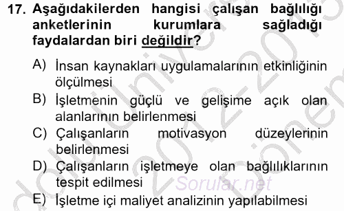 Çağrı Merkezi Yönetimi 2 2012 - 2013 Dönem Sonu Sınavı 17.Soru