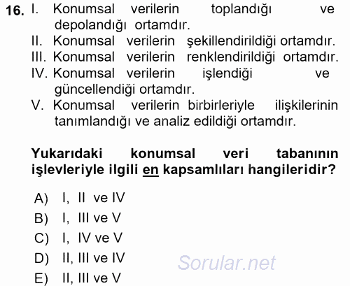 Coğrafi Bilgi Sistemleri 2015 - 2016 Ara Sınavı 16.Soru