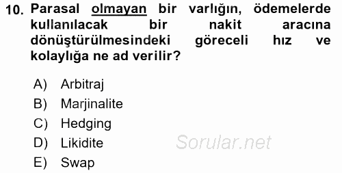 İktisada Giriş 2 2017 - 2018 Dönem Sonu Sınavı 10.Soru