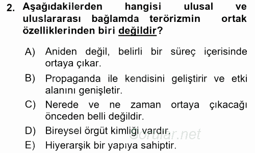 Özel Güvenlik Hizmetlerinde Güvenlik Önlemleri 2015 - 2016 Dönem Sonu Sınavı 2.Soru