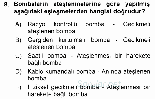 Özel Güvenlik Hizmetlerinde Güvenlik Önlemleri 2015 - 2016 Dönem Sonu Sınavı 8.Soru