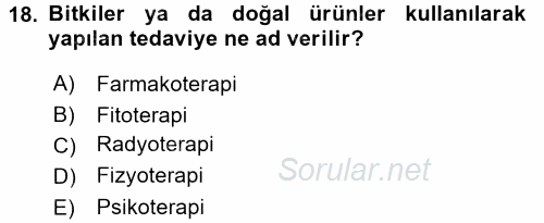 Temel İlaç Bilgisi Ve Akılcı İlaç Kullanımı 2017 - 2018 Ara Sınavı 18.Soru